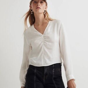 NWT Madewell Brushed Ruched-Front Top